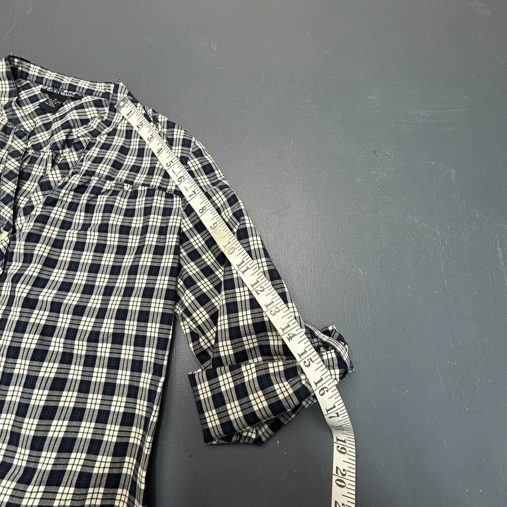 Lucky Brand Plaid Blouse Women's Size Small Black White Gingham 3/4 Sleeve Top - Picture 10 of 11